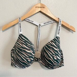 Victoria's Secret Zebra Print Front Clasp T Shirt Lightly Lined Bra Size 36D